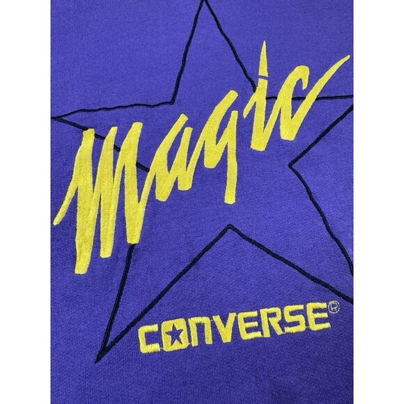 Rare Vintage Converse Magic Johnson Purple Yellow Sweater Lakers Zip Neck Medium - Picture 9 of 16
